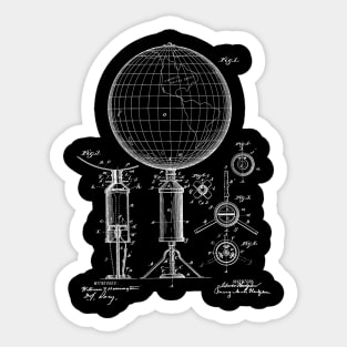 Geographical Globe Vintage Patent Hand Drawing Sticker